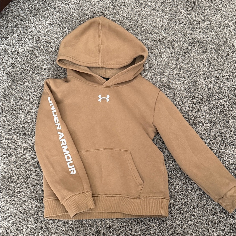 Under Armour Tan Pullover Hoodie with White Logo